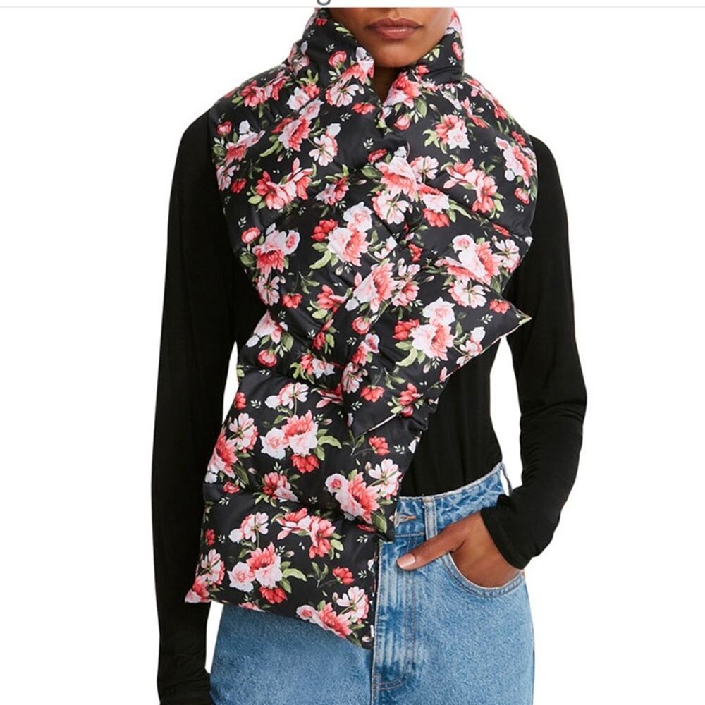 Steve Madden Floral Pull Through Puffer Scarf